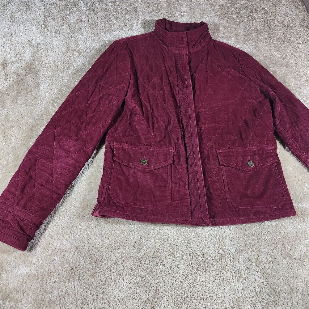 Eddie Bauer Jacket Womens Size M Wine Corduroy Button Up Pockets gorpcore fall